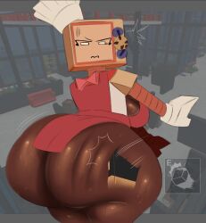 1girls 2d ass ass_slap big_ass cookieware_(die_of_death) die_of_death_(roblox) punch_(die_of_death) roblox robot robot_girl tagme
