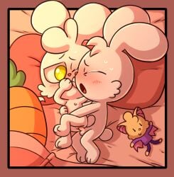 1boy 1girls anthro balls bed blush breasts closed_eyes cub female lagomorph male male/female nipples nude one_eye_closed open_mouth original_character penis pillow polygon5 pussy rabbit sex small_breasts sweat teeth tongue vaginal_penetration vaginal_sex young
