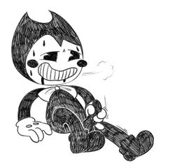 1boy bendy bendy_and_the_ink_machine black_body bow_tie demon humanoid male male_only masturbation non-human penis toony unnecessaryfansmut white_background