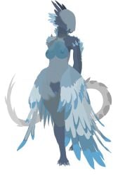 3:4 4_toes absurd_res alpha_channel anthro blue_body blue_genitals blue_nipples capcom construct_(mh) crystal feathers feet female genitals glowing glowing_genitalia hi_res monster_hunter nipples nude solo standing tail thecopiedcat toes zoe_(thecopiedcat) zoh_shia