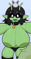 1girls 2025 alien alien_girl antennae_(anatomy) areolae bell_collar big_breasts black_hair black_panties black_sclera black_thighhighs blue_background breasts collar commission deep-sea_bunny_(pressure) eyebrows eyebrows_visible_through_hair fangs female female_only green_areola green_skin green_tongue inverted_nipples kemonomimi large_breasts mostly_nude mostly_nude_female open_mouth panties partially_clothed partially_clothed_female penismaster48 pierced_ear pointy_ears roblox roblox_avatar robloxian short_hair smile solo tail thick_thighs thighhighs thighs tongue topless topless_female white_eyes wolf_tail