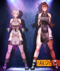 2girls absurdres alternate_costume ammunition ammunition_pouch arm_belt arm_holster arm_pouch armband armpit_crease artist_name ass asymmetrical_gloves back backboob bare_hips bare_shoulders belt black_armband black_belt black_dress black_gloves black_panties black_shoes braid breasts brown_belt brown_gloves brown_hair brown_thighhighs colored_shoe_soles contender_(girls'_frontline) covered_anus curvy dress dsr-50_(girls'_frontline) elbow_gloves facing_away frilled_armband frilled_thighhighs frills from_behind full_body garrison_cap girls'_frontline gloves grey_hair hat height_difference high_heels highres holding holding_panties holding_underwear holding_unworn_clothes holster indoors kneepits large_breasts legs legs_apart light_rays long_hair looking_ahead looking_at_another looking_at_viewer medium_breasts mismatched_gloves multicolored_hair multiple_girls naked_dress no_panties pakdeus panties pelvic_curtain pouch purple_eyes purple_gloves purple_hair purple_sleeves purple_thighhighs pussy_juice pussy_juice_stain pussy_juice_trail sex_toy shoes short_hair side-tie_dress sideless_outfit signature single_bare_leg single_sleeve single_thighhigh spotlight standing streaked_hair thick_thighs thigh_pouch thigh_strap thighhighs thighs two-tone_armband underwear unworn_panties vibrator vibrator_in_thighhighs white_armband white_dress white_hair
