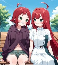 100_kanojo 2girls aged_down ai_generated best_friends best_girl confusion female grandmother grandmother_and_granddaughter high_school_student hoyoai kimi_no_koto_ga_dai_dai_dai_dai_daisuki_na_100-nin_no_kanojo red_hair the_100_girlfriends_who_really_really_really_really_really_love_you yakuzen_kusuri yakuzen_yaku yuri