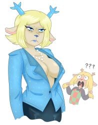 breasts carol_holiday deltarune deltarune_chapter_1 deltarune_chapter_4 female humor humor_porn noelle_holiday rainy_(artist)