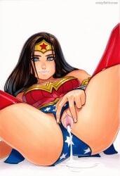 2025 ai_generated artist_name blue_eyes breasts crazyfishbones cum cum_in_pussy female jewelry long_hair pussy solo spread_legs wonder_woman
