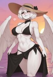 ai_assisted ai_generated angel_wings beach big_ass big_breasts bikini bikini_bottom bikini_top black_bikini black_bra bra bulge bulge_in_girls_swimsuit bulge_in_panties bulge_in_swimsuit bulge_through_clothing bulge_under_clothes character civitai closed_eyes colored_nipples colored_skin cowboy_shot dripping embarrassed embarrassed_expression erect_penis erection front_view futa_focus futa_only futanari grey_body grey_nipples grey_penis grey_skin hat headwear horny humanoid ihatethemic in_water intersex large_ass large_breasts medium_breasts oc ocean original_character sarong sarong_lift sea short_hair smile smiling smiling_at_viewer solo solo_focus solo_futa standing standing_in_water sun sunhat sunset tagme thick_ass thick_thighs toned toned_futa toned_stomach visible_breath water white_body white_hair white_skin white_wings wide_hips winged_humanoid wings