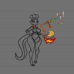 arsfromnowhere_(artist) big_ass big_breasts breasts dnd dnd_character dragon dungeons_and_dragons female horns kobold lizard lizard_girl shortstack sketch tail wide_hips