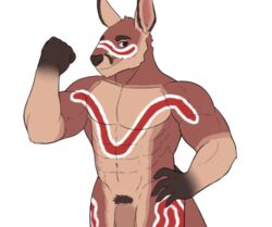 advertisement alpha_channel anthro bodypaint humanoid kangaroo macropod male mammal marsupial saintbullart smug sprite_art transparent_background video_games visual_novel vn