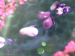 3d_(artwork) 3d_background anthro areola balls big_breasts blender_(artwork) blender_(copyright) breasts bubble capcom closed_eyes digital_media_(artwork) dragon futanari genitals glans glistening glistening_areola glistening_body glistening_breasts glistening_face glistening_fingers glistening_genitalia glistening_glans glistening_nipples glistening_penis glistening_skin glistening_thighs glowing glowing_markings hair hi_res horn hunter intersex lake leviathan_(mh) lily_pad lipstick lying makeup markings mascara mature_intersex mizutsune monster_hunter mythological_creature mythological_scalie mythology nipples partially_submerged peaceful penis pink_petals plant puffy_areola puffy_nipples purple_balls purple_body purple_breasts purple_hair purple_lipstick purple_penis relaxing renji_tama_(character) renjimizutsune resting ridged_penis rock scales scalie solo water wet wet_body wet_scales wet_skin whiskers