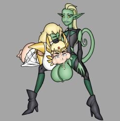 1girls 1other adora armor artist_name ass ass_bigger_than_head assisted_fellatio balls big_ass big_balls big_breasts big_penis black_clothing blonde_female blonde_hair blowjob blue_eyes bottomless bottomless_female bottomless_skirt bracer breasts breasts_bigger_than_head clothing crying double_trouble dress fellatio female forced_oral fully_clothed green_skin grey_background hand_on_head high_heels huge_ass huge_balls huge_breasts huge_cock large_ass large_balls large_breasts large_penis light-skinned_female light_skin lizard lizard_tail long_hair oral oral_penetration oral_sex pauldrons penetration penis platinum_blonde_hair redalarm sex she-ra she-ra_and_the_princesses_of_power simple_background skirt spread_legs tail tiara veiny_penis very_long_hair watermark white_dress white_skirt yellow_eyes