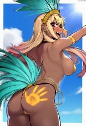 ai_generated alternate_skin_color brazilian brazilian_female feathered_headdress handprint headdress kitagawa_marin race_swap samba self_upload sono_bisque_doll_wa_koi_wo_suru viriai