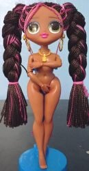1girls african african_female big_eyes black_hair blue_eyeshadow braid braided_hair breasts breasts cici-bee-inc classic_enf_pose completely_naked completely_naked_female completely_nude completely_nude_female covering covering_breasts covering_crotch curvy curvy_female curvy_figure dark-skinned_female dark_skin doll doll_joints embarrassed embarrassed_nude_female enf eyeshadow female female_focus female_only figure figurine green_eyes honeylicious humiliation l.o.l_surprise_o.m.g lipstick naked naked_female necklace necklace_between_breasts nude nude_female one_leg_forward photo_(medium) pink_hair pink_lips pink_lipstick pinup pinup_pose toy traditional_media_(artwork)
