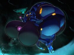 alternate_version_available anthro arfventurer ass big_ass big_breasts big_butt black_body blue_body breasts dialogue edit expansion featureless_breasts gigantic_ass gigantic_breasts gigantic_butt growth heart hips huge_ass huge_breasts huge_butt hyper hyper_breasts large_ass large_breasts large_butt macro micro multicolored_body nonbinary planet planetary sci-fi shrink shrinking shrunk shrunken size_difference space speech_bubble synth tail text unknown_species yellow_eyes