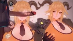2girls arknights doctor_(arknights) female female_focus femboy femboy_on_female femboy_with_female femboydom shimen yellow_eyes