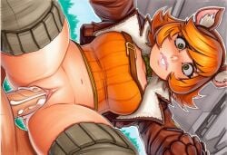 1boy 2025 ai_generated animal_ears artist_name breasts crazyfishbones female orange_hair penis pussy sex squirrel_girl_(marvel) straight