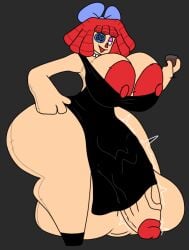 asinine247 big_breasts big_cock big_thighs dress futanari holding_glass holding_object huge_areolae large_penis ragatha ragatha_(the_amazing_digital_circus)