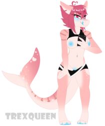 anthro arthropod big_breasts big_tail blue_nipples blue_pussy blush bra breasts cellphone clothing crustacean female fish hair marine navel navel_piercing nipples panties panties_down phone piercing pink_hair pussy selfie shark short_hair shorts shrimp_(uk_brony) solo sports_bra spots stripes teasing tongue tongue_out tongue_piercing trexqueen underwear