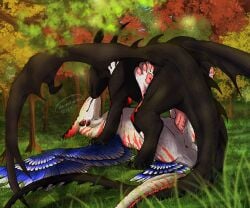 2018 6:5 anus back_spikes big_wings black_body black_horn black_spikes blue_wings claws corvus_(mizat11) danie_(moonski) dated detailed_background digital_media_(artwork) digitigrade dragon dreamworks duo erection european_mythology facing_each_other feathered_wings feathers female feral feral_on_feral feral_penetrated feral_penetrating feral_penetrating_feral forest forest_background from_front_position fury_(httyd) genitals hand_on_neck horn how_to_train_your_dragon legs_up long_tail looking_at_another looking_at_partner lying male male/female membrane_(anatomy) membranous_wings missionary_position moonski multicolored_body mythological_creature mythological_scalie mythology nature nature_background night_fury nuzzling on_back on_grass on_ground pawpads paws penetration penile penile_penetration penis penis_in_vagina pink_pawpads plant quadruped raised_paw red_stripes ridged_penis scalie sex shaded signature spiked_tail spikes spikes_(anatomy) spread_legs spreading stripes tail tree vaginal_penetration vaginal_penetration western_dragon white_body wing_claws wings