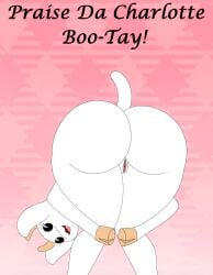 anthro ass bent_over big_butt bovid bunny_maloney caprine charlotte_(bunny_maloney) female floppy_ears foxtide888 genitals goat hi_res hooves horn looking_at_viewer mammal open_mouth praise_da_booty_(meme) presenting presenting_hindquarters smile solo tail vulva