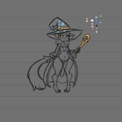 arsfromnowhere_(artist) big_ass big_breasts cat_ears cat_girl cat_tail catgirl chubby feline furry monster_girl sketch witch witch_hat wizard wizard_hat