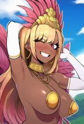 ai_generated alternate_skin_color armpits brazilian brazilian_female feathered_headdress gloves headdress kitagawa_marin race_swap samba self_upload sono_bisque_doll_wa_koi_wo_suru viriai