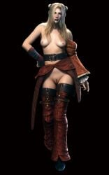ai ai_assisted blonde_female blonde_hair fantasy front_view gretchen_(knights_contract) half-dressed half_naked knigts_contract medium_breasts