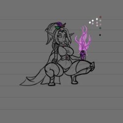 big_breasts breasts dnd dnd_character elf elf_ears elf_female elf_girl female monster_girl sketch wide_hips