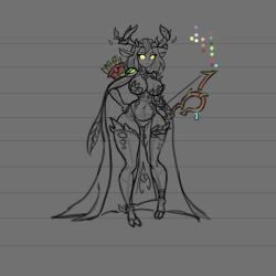 arsfromnowhere_(artist) big_breasts deer deer_girl deer_horns dnd dnd_character druid monster_girl sketch wide_hips