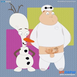 2boys alien american_dad balls barry_robinson baymax bear big_hero_6 chubby cosplay crossover erect_penis erection extraterrestrial frozen_(film) gay ht_lgbtq_artworks male male_only marvel obese olaf_(frozen) penis pubes roger_smith stupid tagme what yaoi