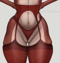 anthro clothing deer female garter_belt garter_straps genitals hi_res legwear lingerie mammal mila_(sunstripe) panties pussy solo stockings sunstripe tagme thick_thighs underwear vulva waist wide_hips