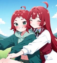 100_kanojo 2girls aged_down ai_generated best_friends confusion female grandmother grandmother_and_granddaughter high_school_student hoyoai kimi_no_koto_ga_dai_dai_dai_dai_daisuki_na_100-nin_no_kanojo red_hair the_100_girlfriends_who_really_really_really_really_really_love_you yakuzen_kusuri yakuzen_yaku yuri