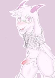 anthro ass balls cock deltarune furry gay goat horn horns male nyanro93 precum_drip ralsei topwear