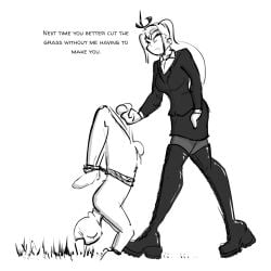 1boy 1girls ballbusting balls balls_stretching boot_fetish boots celera_prime cfnm clothed_female clothed_female_nude_male cock_and_balls_torture dominant_female dripping_cum dripping_precum female femdom grabbing_balls male nude_male outside penis submissive_male tagme tied tied_hands tied_up