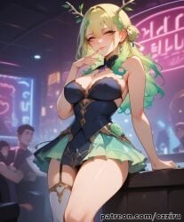 absurd_res ai_generated anime ceres_fauna cute cute_face female female_focus green_hair hi_res highres hololive hololive_english hololive_japan long_hair ozziru patreon prostitution self_upload sexy strip_club uncensored vtuber