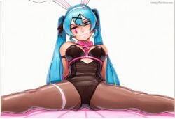2025 ai_generated animal_ears artist_name blue_hair breasts crazyfishbones female hatsune_miku_(append) leotard long_hair playboy_bunny rabbit_ears solo twintails
