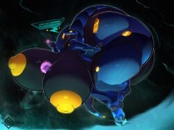 alternate_version_available anthro arfventurer ass big_ass big_breasts big_butt black_body blue_body breasts dialogue expansion gigantic_ass gigantic_breasts gigantic_butt growth heart hips huge_ass huge_breasts huge_butt hyper hyper_breasts large_ass large_breasts large_butt macro micro multicolored_body nipples nonbinary planet planetary sci-fi shrink shrinking shrunk shrunken size_difference space speech_bubble synth tail text yellow_eyes yellow_nipples