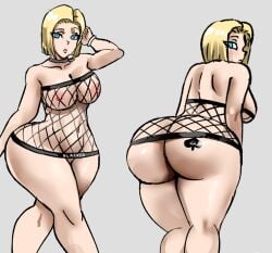 android_18 back_view blacked blackedpawg18 blonde_hair blue_eyes cheating_wife cuckold dark-skinned_male degeneracy dragon_ball dragon_ball_super dragon_ball_z fishnet_clothing fishnets front_view huge_ass huge_breasts interracial netorare nipples queen_of_spades semi_nude short_hair small_waist wide_hips