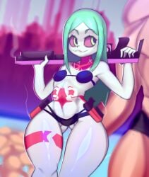 1boy 1girls ass big_ass big_butt big_hips big_thighs bikini breasts cat_ears cyberpunk:_edgerunners cyberpunk_2077 dgoger female gun hips huge_ass huge_butt huge_hips huge_thighs rebecca_(edgerunners) small_breasts thick_thighs thighs