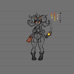 arsfromnowhere_(artist) big_breasts blacksmith breasts dnd dnd_character female gnome shortstack sketch wide_hips