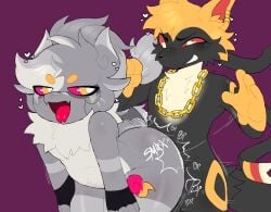 ambiguous_penetration anthro butt_slap clothing dominant dominant_male duo ear_piercing ear_ring eeveelution female fingerless_gloves flat_chested from_behind_position fur generation_2_pokemon generation_6_pokemon generation_7_pokemon gloves gold_(metal) gold_jewelry hair handwear heart_symbol hi_res hybrid jewelry legendary_pokemon male male/female mamas_hell marshadow multicolored_body multicolored_fur nintendo penetration piercing pokemon pokemon_(species) pulling_hair rad_(chikidoodlez) red_eyes ring_piercing sex slap slightly_chubby smile smiling_at_another smiling_at_partner spanking standing standing_sex sylveon terry_(etanks3) tongue tongue_out touching_hair umbreon wisps