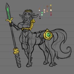 animal_ears arsfromnowhere_(artist) big_breasts breasts centaur centaur_girl dnd dnd_character horse monster_girl sketch taur