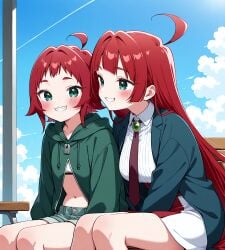 100_kanojo 2girls aged_down ai_generated best_friends confusion female grandmother grandmother_and_granddaughter high_school_student hoyoai kimi_no_koto_ga_dai_dai_dai_dai_daisuki_na_100-nin_no_kanojo red_hair the_100_girlfriends_who_really_really_really_really_really_love_you yakuzen_kusuri yakuzen_yaku yuri
