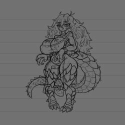 arsfromnowhere_(artist) big_ass big_breasts curvy curvy_figure dinosaur dinosaur_girl female huge_breasts lizard lizard_girl mommy monster_girl sketch t-rex tall_female taller_female taller_girl tyrannosaurus tyrannosaurus_rex wide_hips