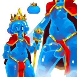 1boy blue_body cape carlemiz1 crown king_slime_(terraria) loincloth loincloth_aside male non-human non-human_only partially_clothed penis skinny slime slime_boy solo solo_male tagme terraria toony