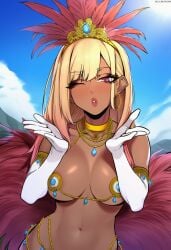 ai_generated alternate_skin_color blowing_kiss brazilian brazilian_female feathers female kitagawa_marin race_swap samba self_upload sono_bisque_doll_wa_koi_wo_suru viriai