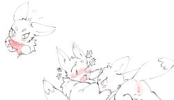 anus blush bodily_fluids duo eevee fellatio female feral generation_1_pokemon genitals heart_symbol hi_res kirichiiii licking male male/female nintendo oral penile penis penis_lick pokemon pokemon_(species) pussy sex simple_background tail tongue vulva
