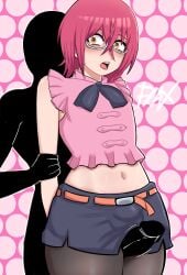 anon anonymous_male big_penis big_thighs bob_cut bulge clothed_sex crossdressing erection erection_under_clothes femboy glasses gowther long_penis midriff miniskirt nanatsu_no_taizai notsafefraxwork pantyhose penis_between_thighs pink_hair sex sex_from_behind skirt the_seven_deadly_sins thigh_sex thighs trap tummy yellow_eyes