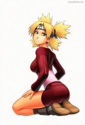 2025 ai_generated artist_name ass blonde_hair blue_eyes breasts crazyfishbones female large_breasts looking_at_viewer naruto naruto_(series) solo temari temari_(naruto)