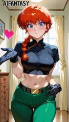 ai_generated canon_genderswap cosplay genderswap_(mtf) kim_possible kissing ranma-chan ranma_1/2 ranma_saotome red_hair red_hair redhair rule_63 sfw