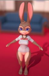 3d 3d_model anthro blue_eyes bottomless brown_fur chloe fur furry lagomorph mammal rabbit wolvalix